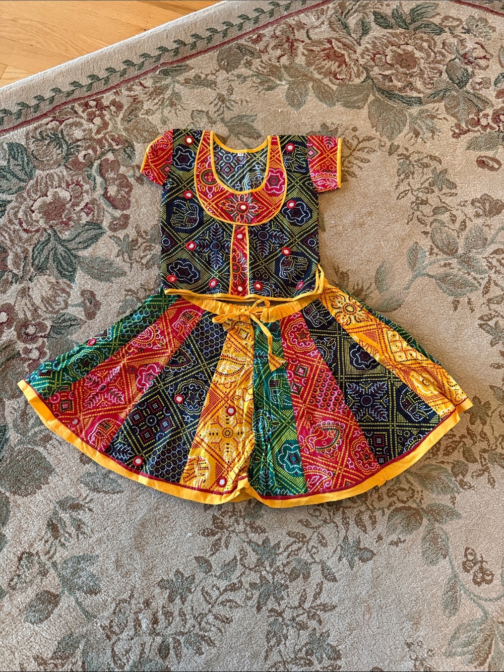 Colorful Kids Traditional Dance Costume - Multicolor. Indian. 2 pieces. Like new